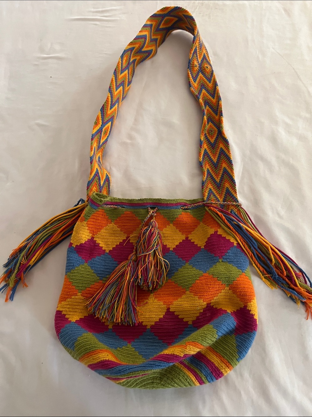 Handwoven Multicolor Diamond Crossbody Bag